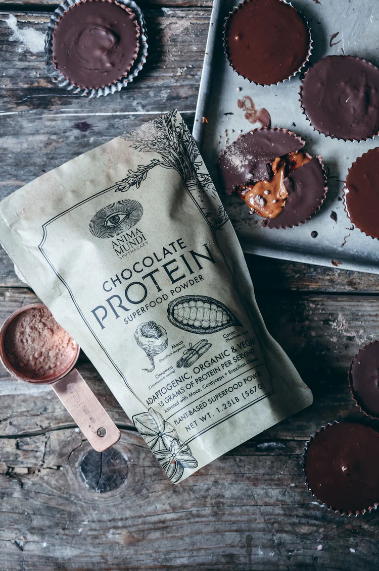 Buy Anima Mundi	Chocolate Protein Superfood Powder 567g at One Fine Secret. Official Australian Stockist. Clean Beauty Store in Melbourne.