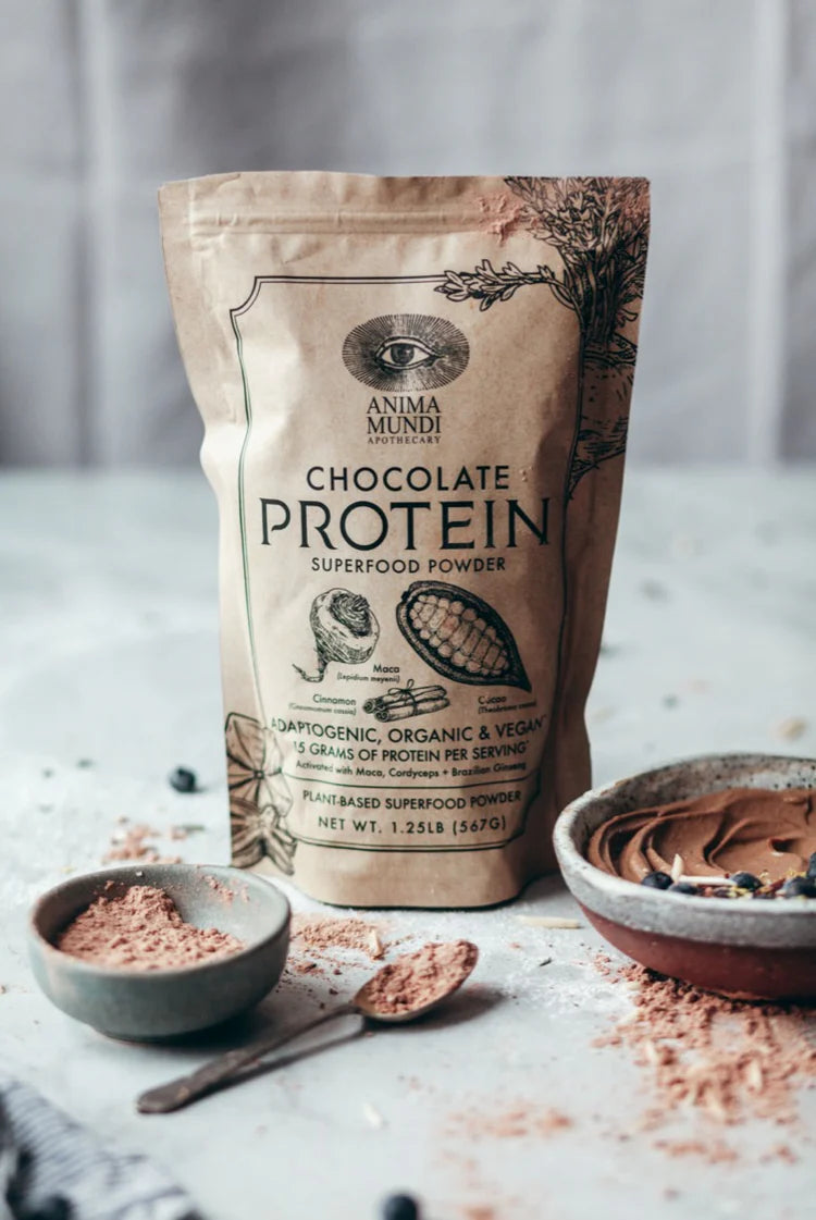 Buy Anima Mundi	Chocolate Protein Superfood Powder 567g at One Fine Secret. Official Australian Stockist. Clean Beauty Store in Melbourne.