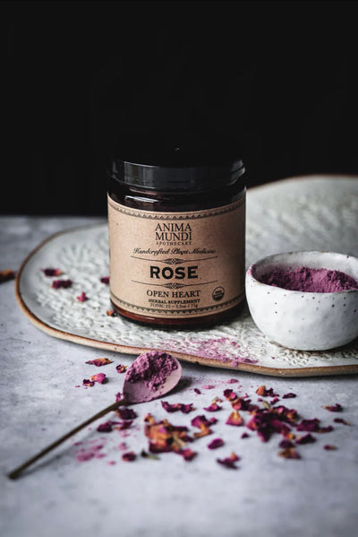 Anima Mundi Apothecary Herbal Supplement. Buy Anima Mundi Rose Open Heart (Love + Serenity) Powder at One Fine Secret. Official Australian Stockist. Clean Beauty Melbourne