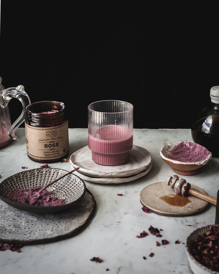 Anima Mundi Apothecary Herbal Supplement. Buy Anima Mundi Rose Open Heart (Love + Serenity) Powder at One Fine Secret. Official Australian Stockist. Clean Beauty Melbourne