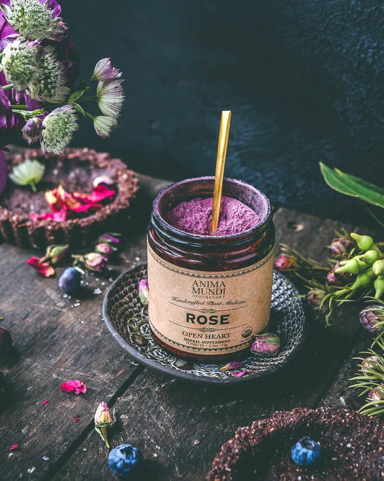 Anima Mundi Apothecary Herbal Supplement. Buy Anima Mundi Rose Open Heart (Love + Serenity) Powder at One Fine Secret. Official Australian Stockist. Clean Beauty Melbourne