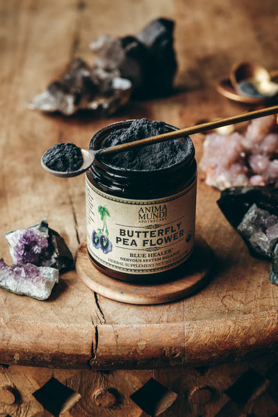 Anima Mundi Apothecary Herbal Supplement. Buy Anima Mundi Butterfly Pea Flower Blue Healer Powder 128g at One Fine Secret. Official Australian Stockist. Clean Beauty Melbourne.