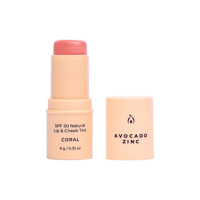 Buy Avocado Zinc SPF 50 Natural Lip & Cheek Tint in Coral colour at One Fine Secret.