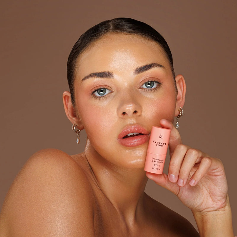 Buy Avocado Zinc SPF 50 Natural Lip & Cheek Tint in Rose colour at One Fine Secret.