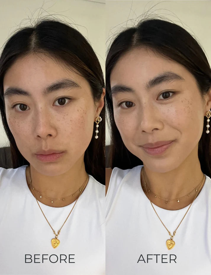 Inika Organic Serum Foundation Before & After. Feel the difference now at One Fine Secret.