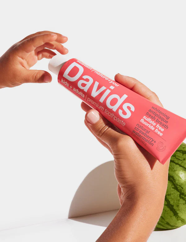 Buy Davids Kids + Adults Strawberry Watermelon Toothpaste at One Fine Secret. Official Stockist in Melbourne, Australia.