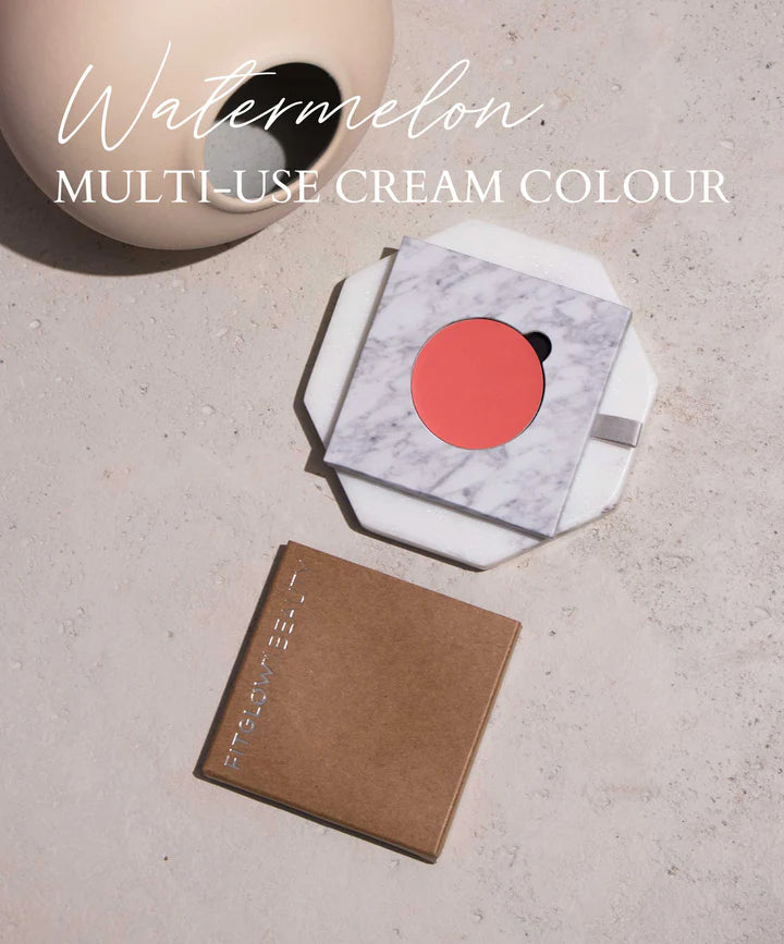 Buy Fitglow Beauty Multi-use Cream Lip + Cheek + Illuminator Refill in Watermelon Soft Rose colour at One Fine Secret. Official Australian Stockist. Natural & Organic Makeup Clean Beauty Store in Melbourne.