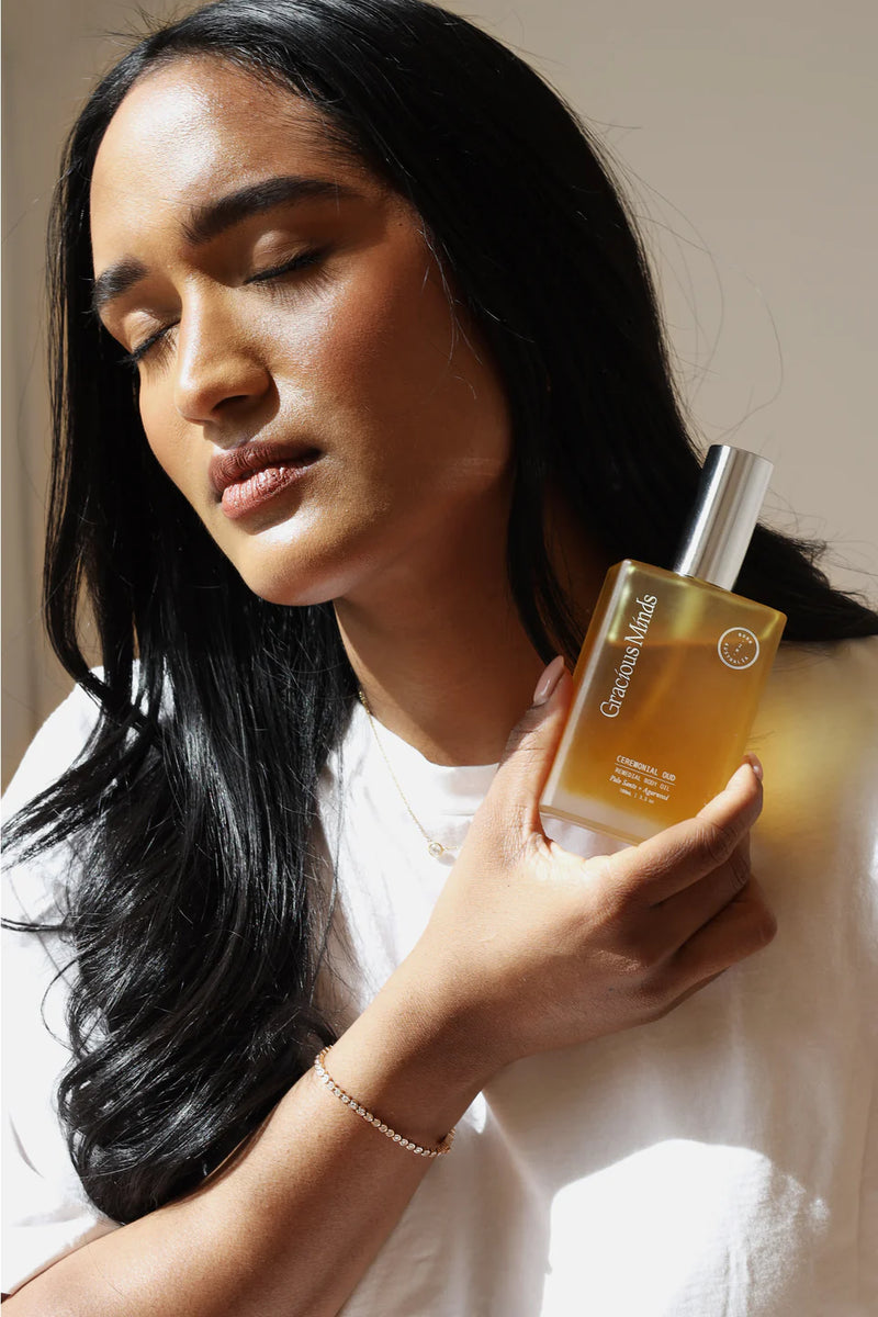 Buy Gracious Minds Ceremonial Oud Remedial Body Oil at One Fine Secret. Clean Beauty Melbourne.