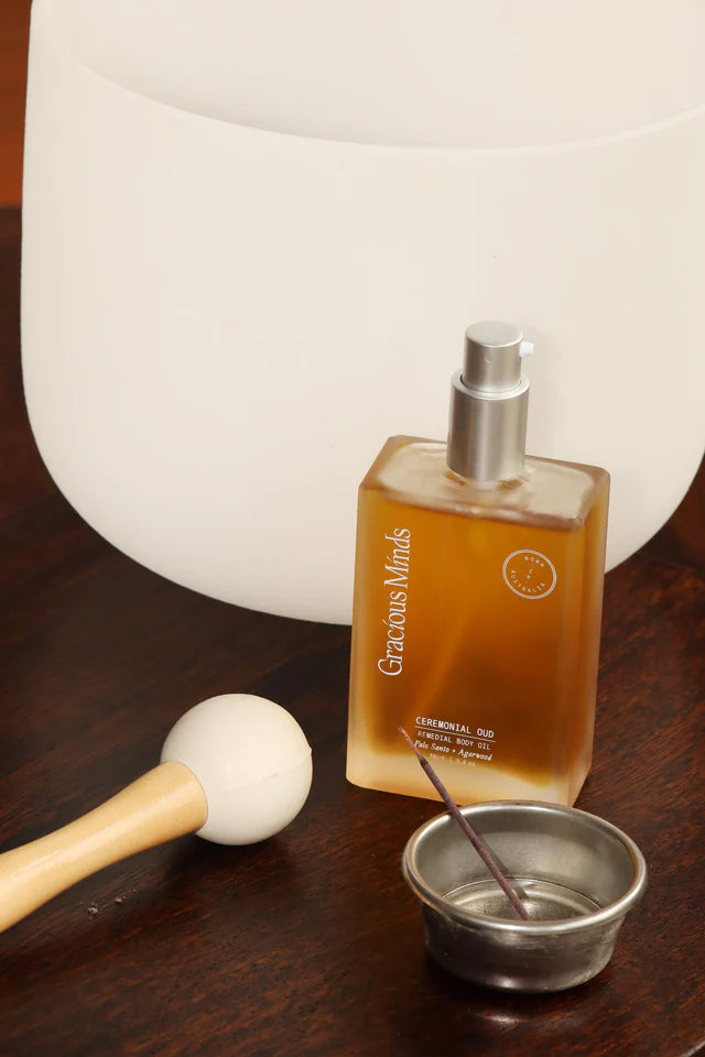 Buy Gracious Minds Ceremonial Oud Remedial Body Oil at One Fine Secret. Clean Beauty Melbourne.