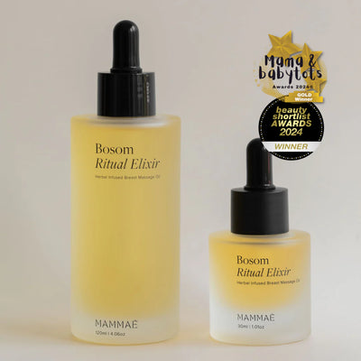 Buy Mammae Bosom Ritual Elixir in 120ml, 30ml or 5ml sample size at One Fine Secret. Award Winning Breast Massage Oil. Official Stockist. Clean Beauty Store in Melbourne, Australia.